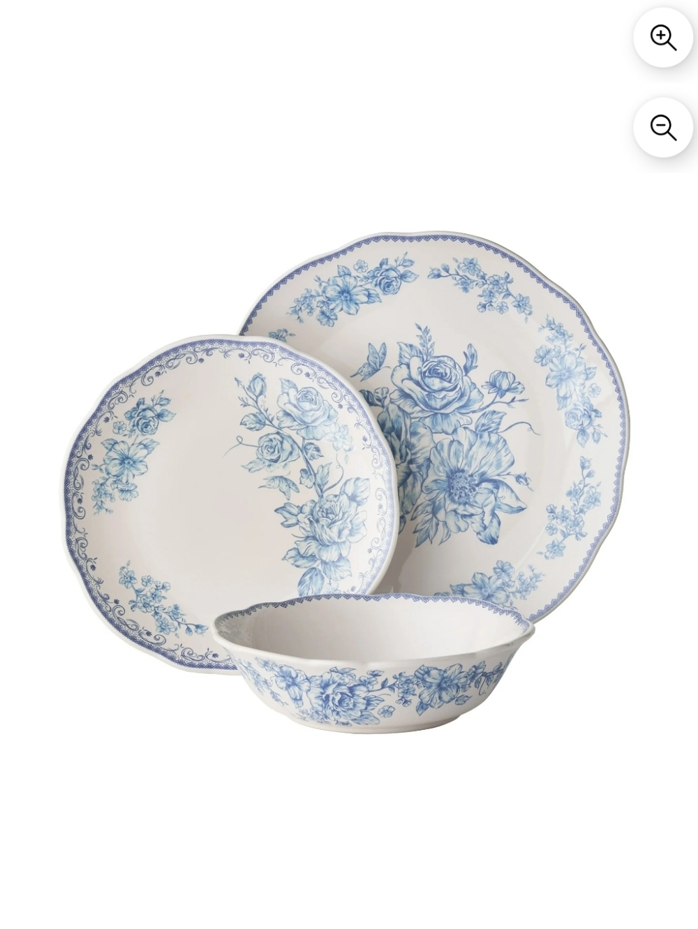 New The Pioneer Woman Agatha Blue Blue Floral 3 Piece Dinnerware Set